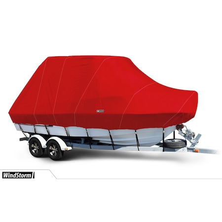 Eevelle Boat Cover BAY BOAT Rounded Bow, Center Console, TTop, Outboard Fits 18ft 6in L up to 120in W Red WSBCCTT18120B-RED